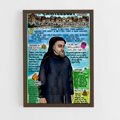 ap-geoffrey chaucer-4 cadre Bois foncé