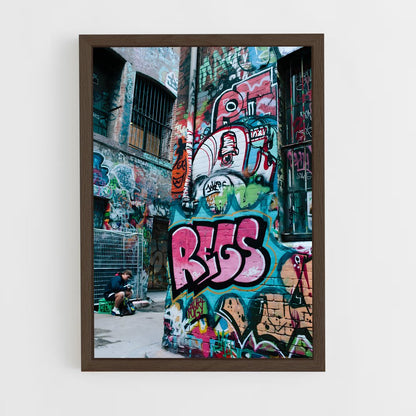 ap-graffiti art-15 cadre Bois foncé