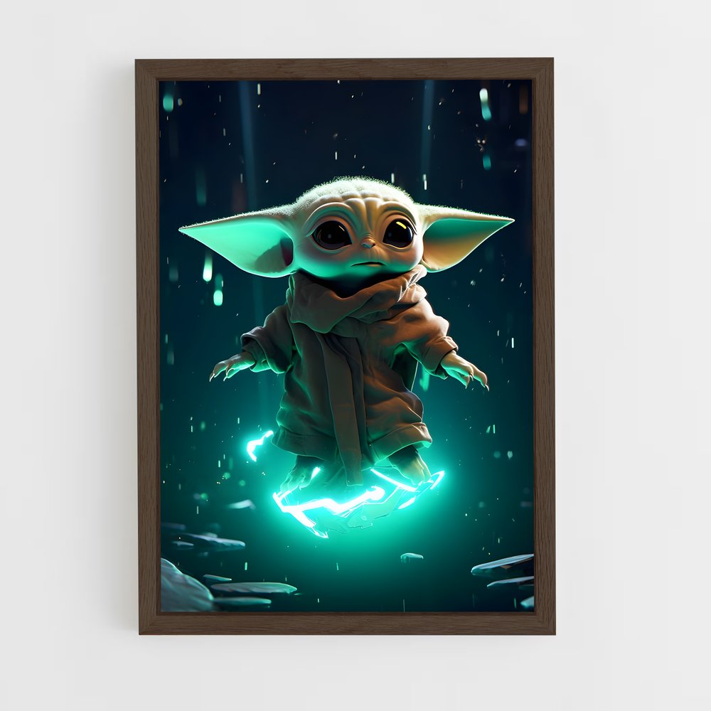 ap-grogu baby yoda-1 cadre Bois foncé