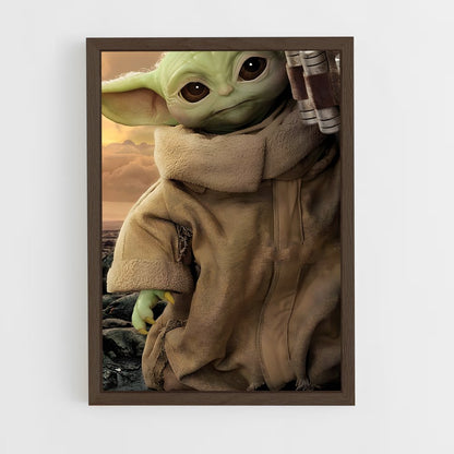 ap-grogu baby yoda-3 cadre Bois foncé