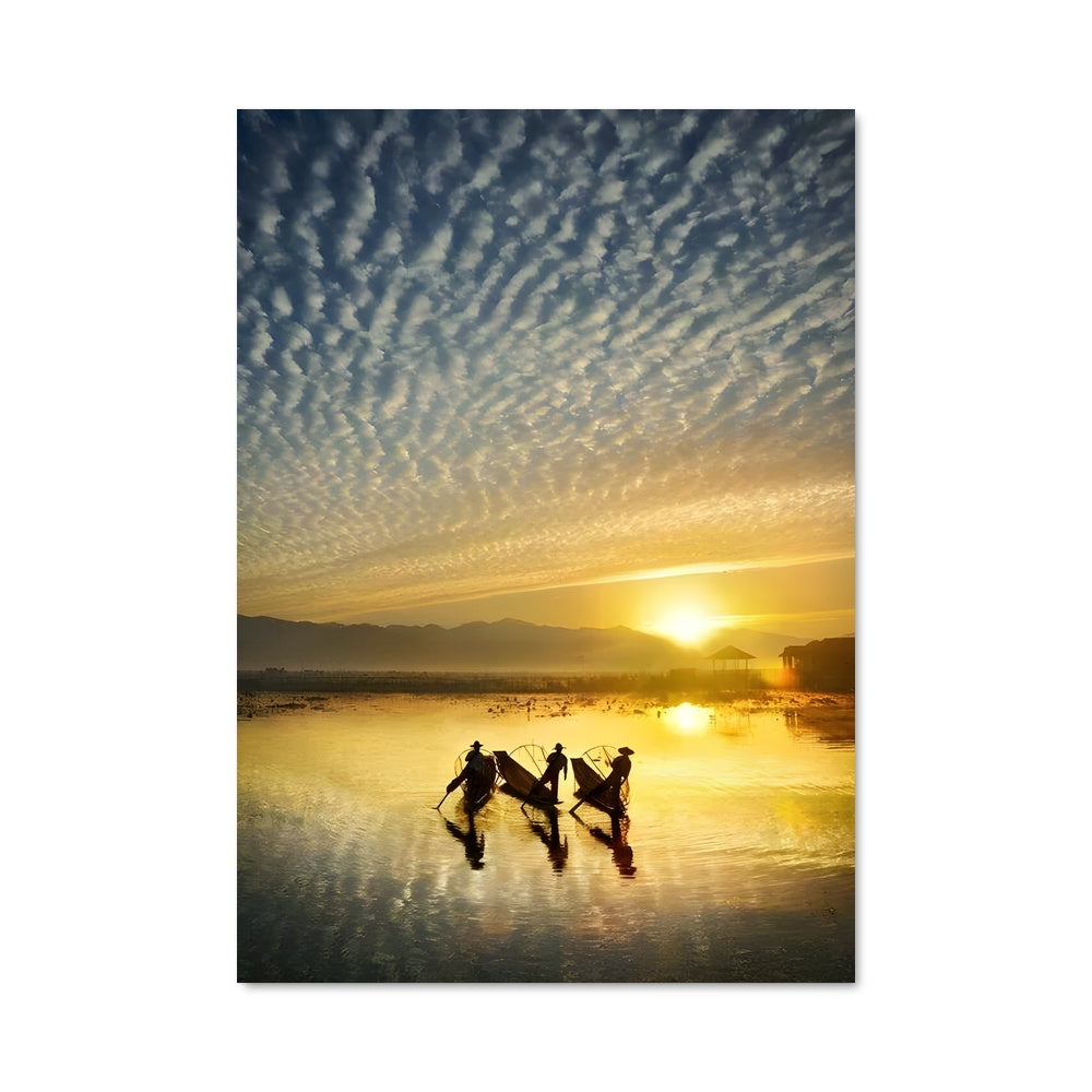 Poster Rameurs au Crépuscule