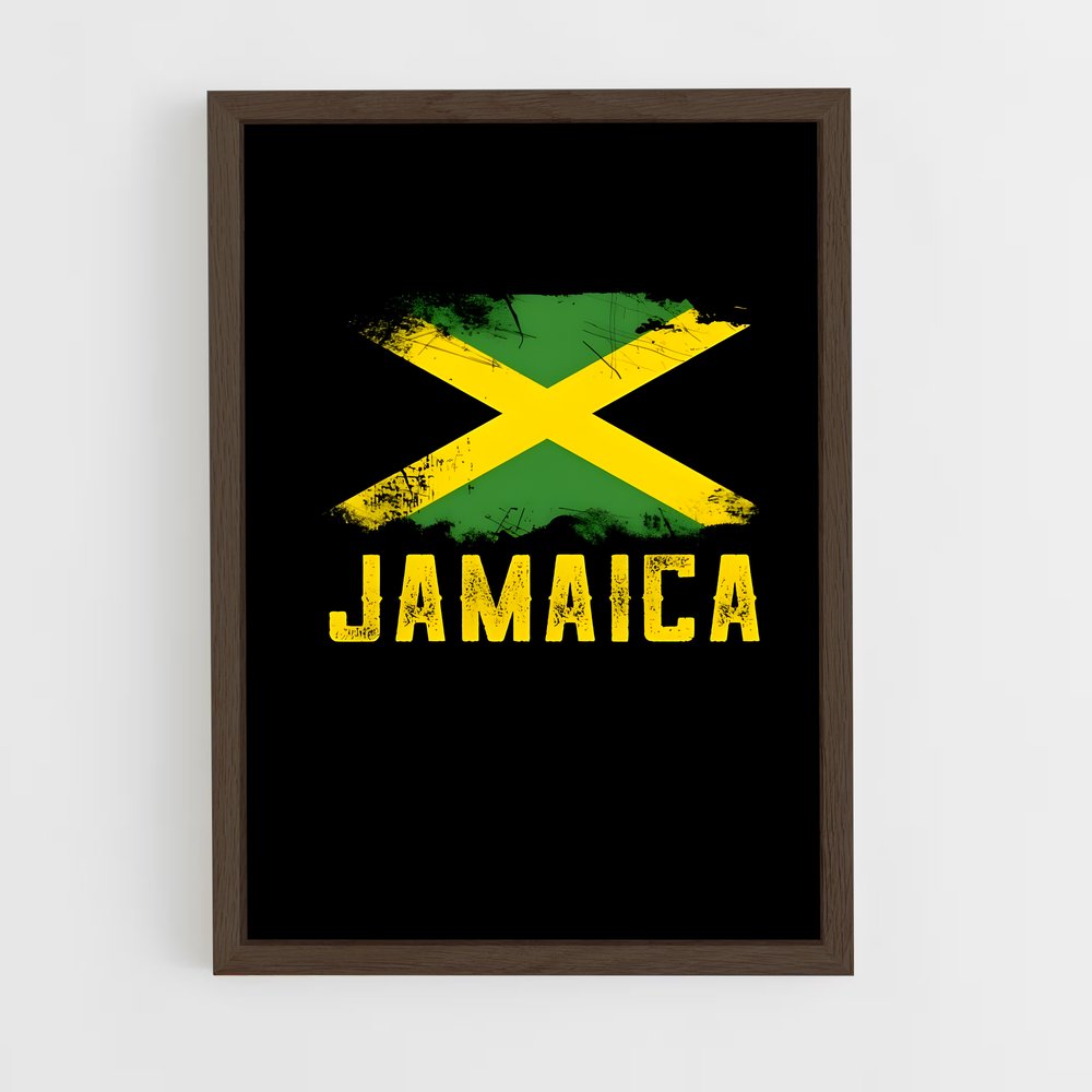 ap-jamaica flag-4 cadre Bois foncé