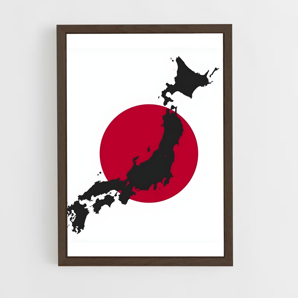 ap-japan flag-2 cadre Bois foncé