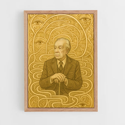 ap-jorge luis borges-5 cadre Bois clair
