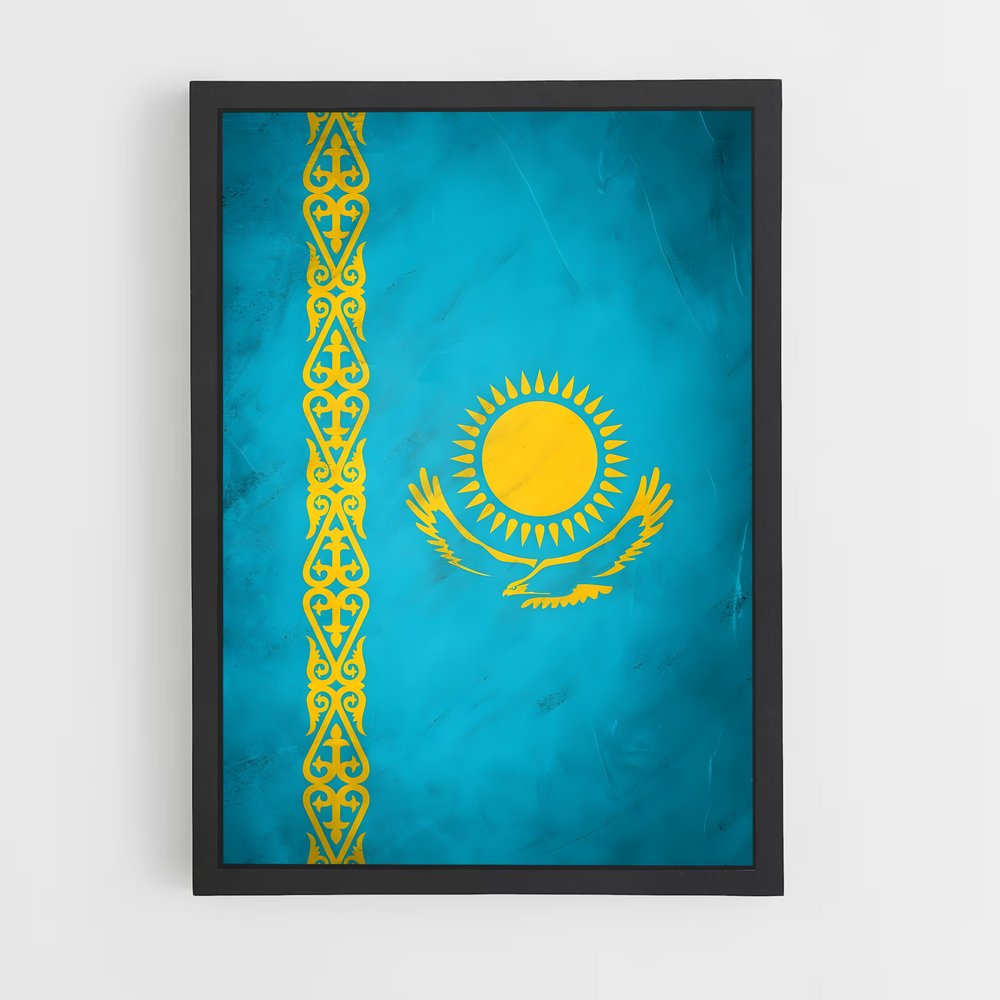 ap-kazakhstan flag-4 cadre Noir