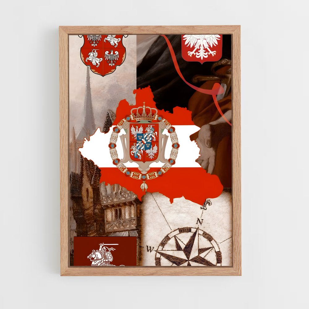 ap-kingdom of poland flag-1 cadre Bois clair