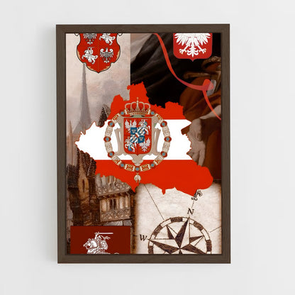 ap-kingdom of poland flag-1 cadre Bois foncé