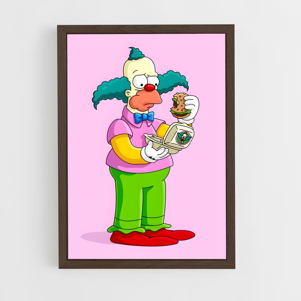 ap-krusty the clown-3 cadre Bois foncé