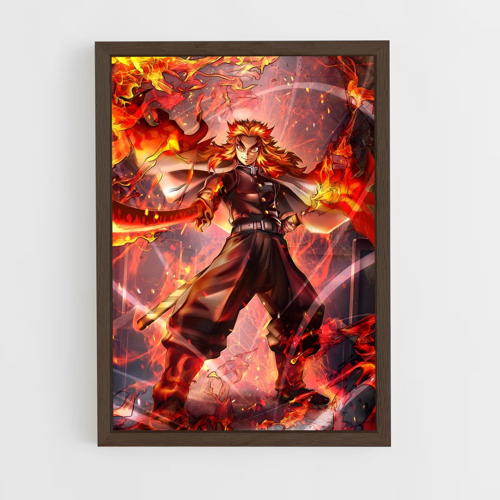 ap-kyojuro rengoku-9 cadre Bois foncé