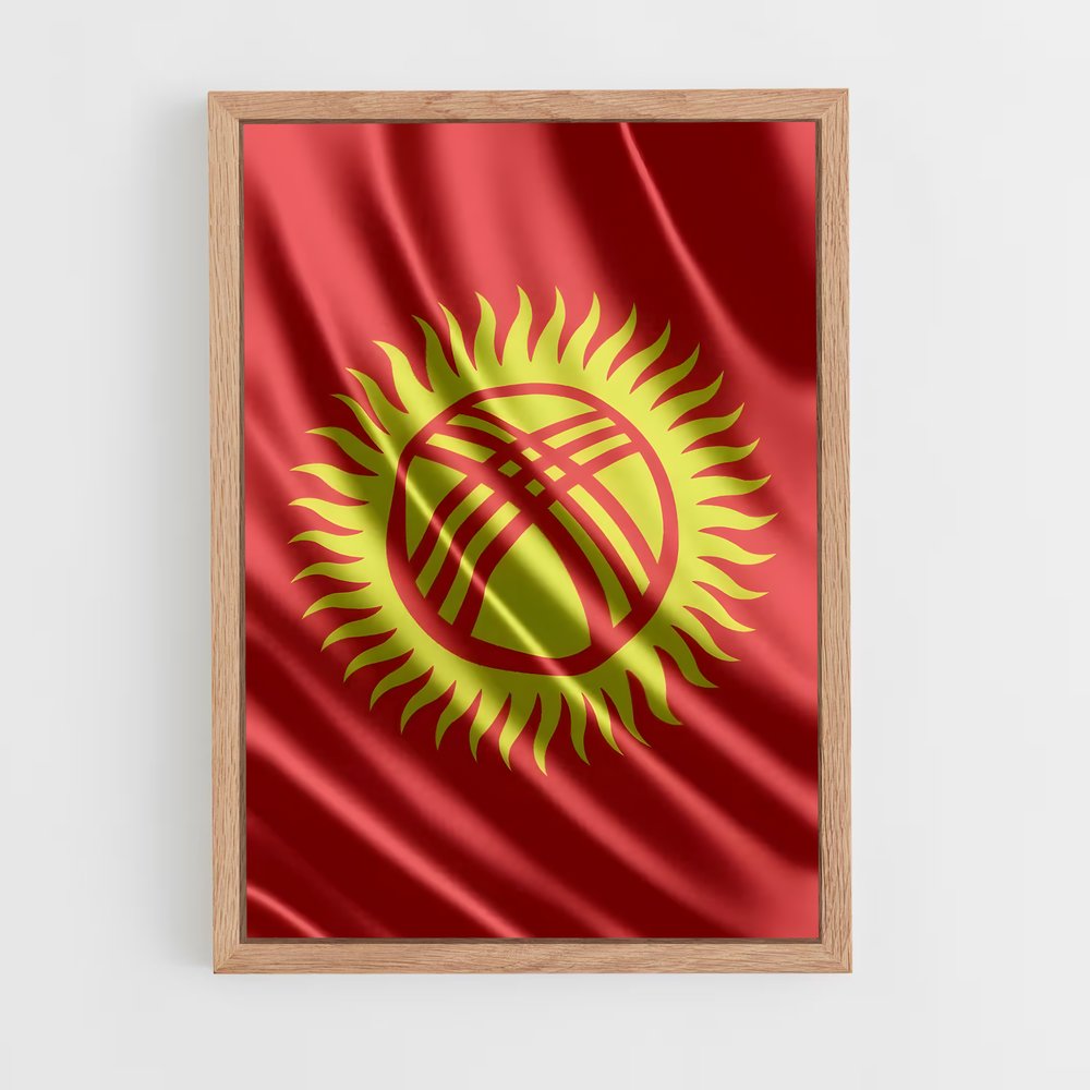 ap-kyrgyzstan flag-1 cadre Bois clair