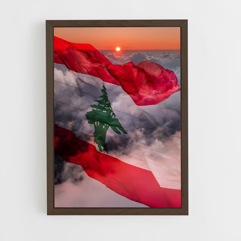 ap-lebanon flag-1 cadre Bois foncé