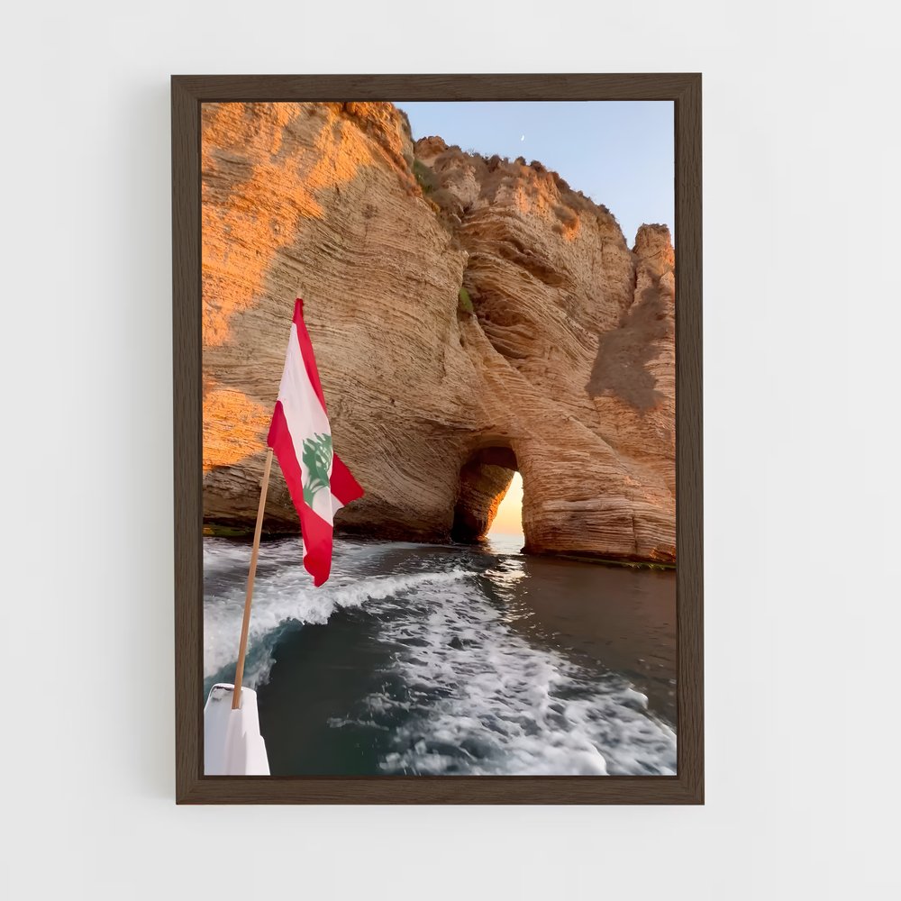 ap-lebanon flag-2 cadre Bois foncé