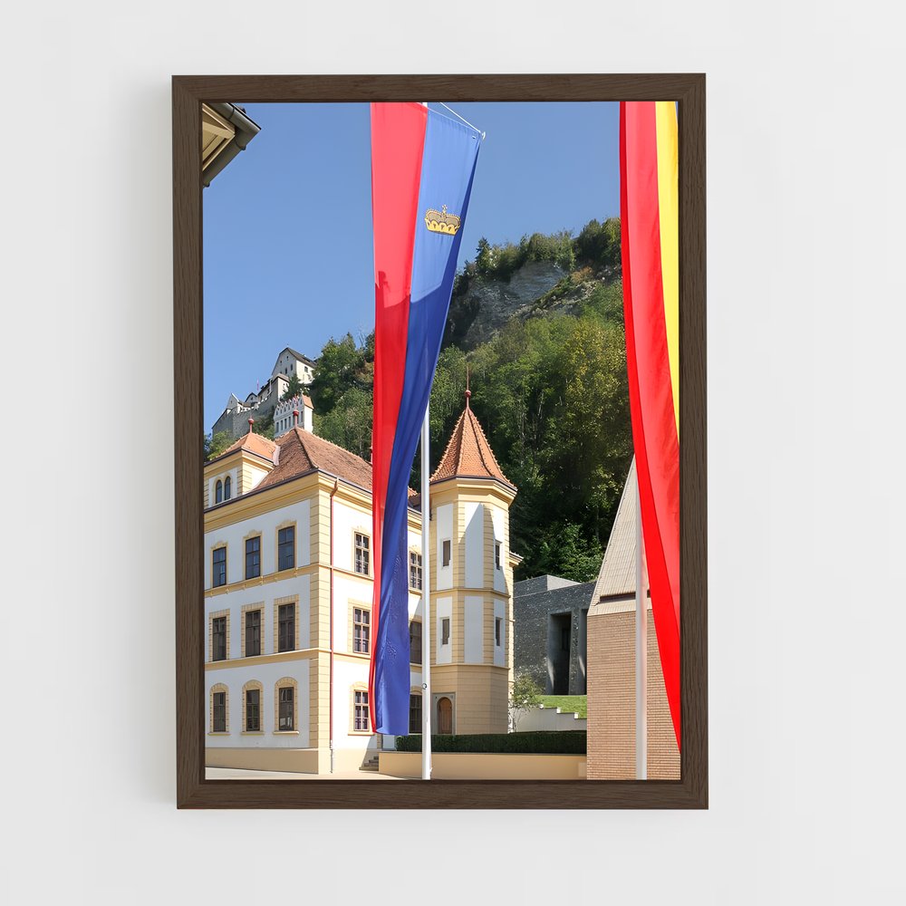 ap-liechtenstein flag-1 cadre Bois foncé