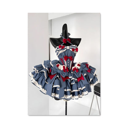 Poster Denim et Fleurs Rouges