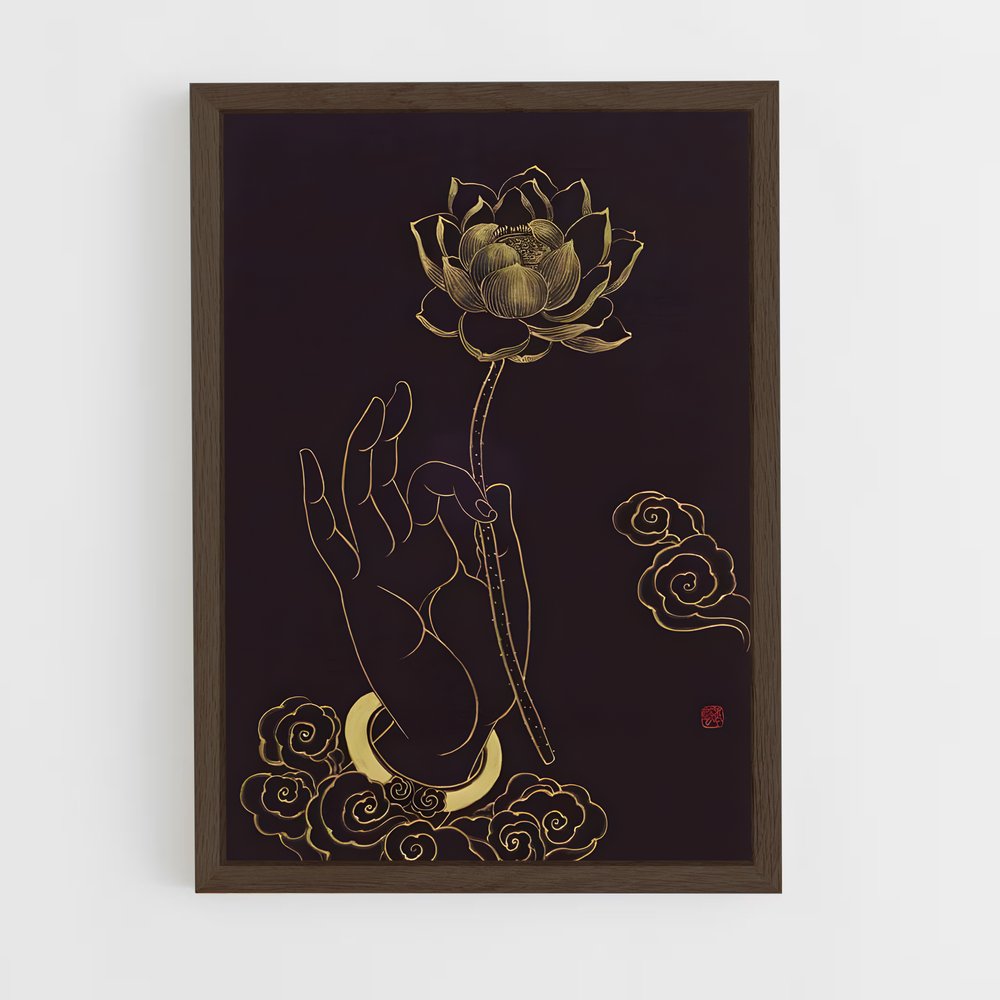 ap-lotus flower-11 cadre Bois foncé