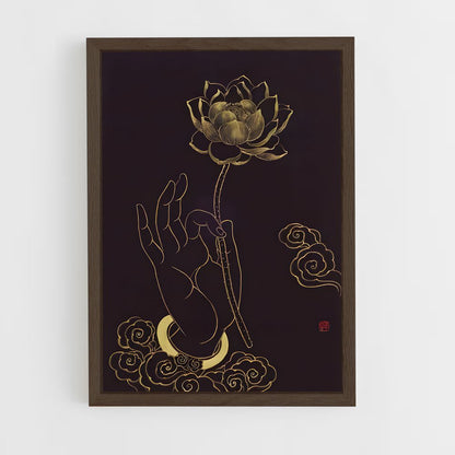 ap-lotus flower-11 cadre Bois foncé
