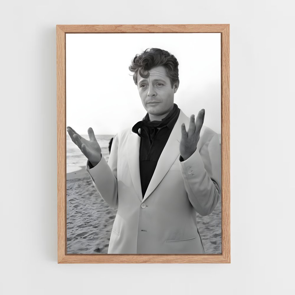 ap-marcello mastroianni-3 cadre Bois clair