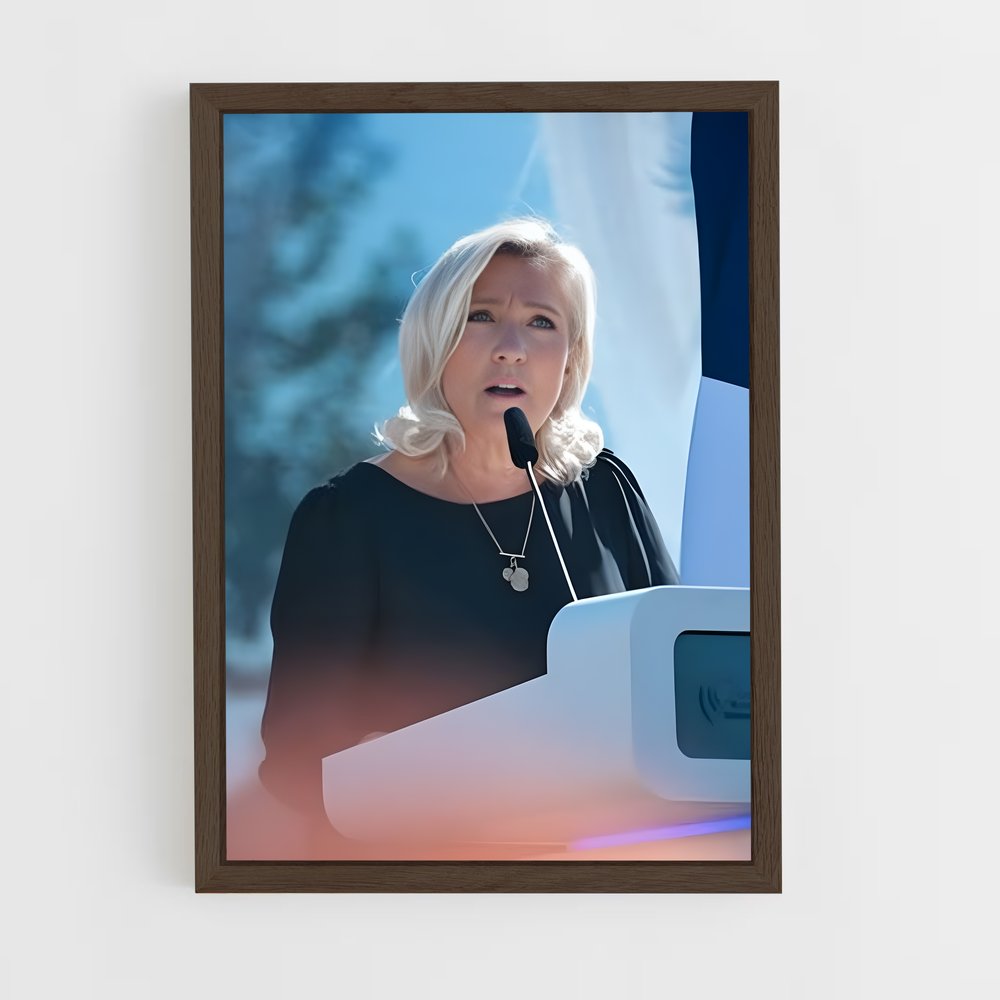 ap-marine le pen-10 cadre Bois foncé