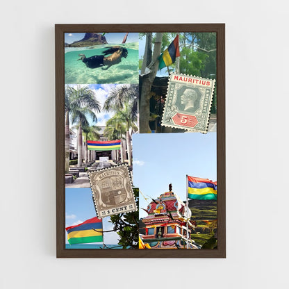 ap-mauritius flag-1 cadre Bois foncé