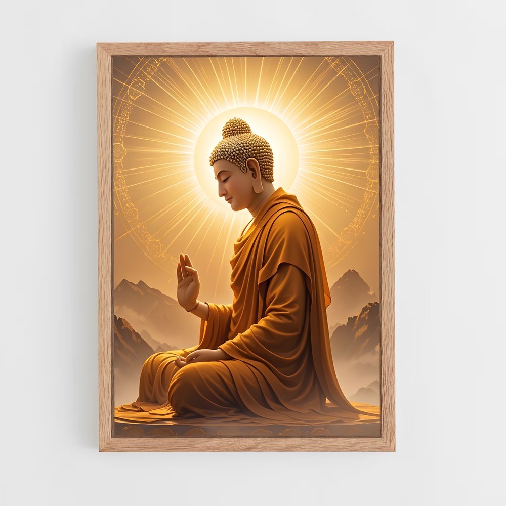 ap-meditation buddha-12 cadre Bois clair