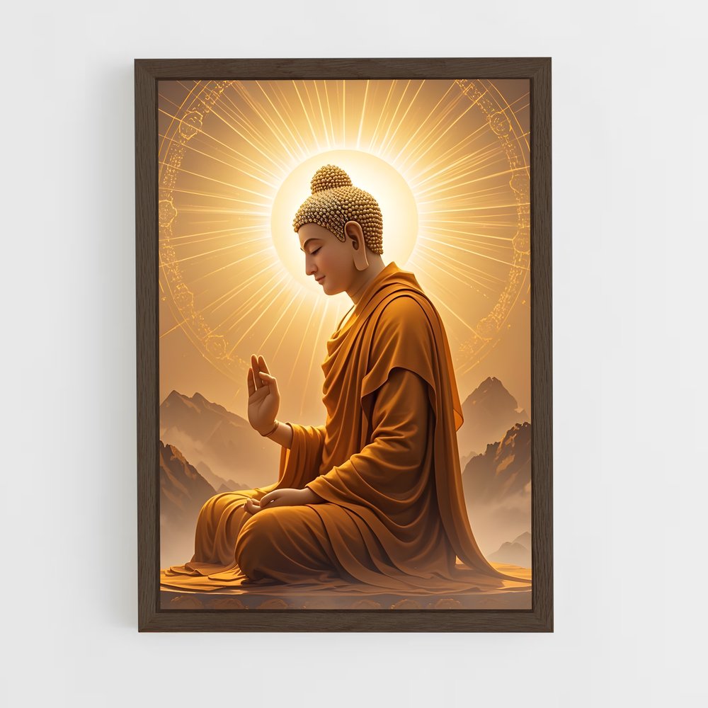 ap-meditation buddha-12 cadre Bois foncé