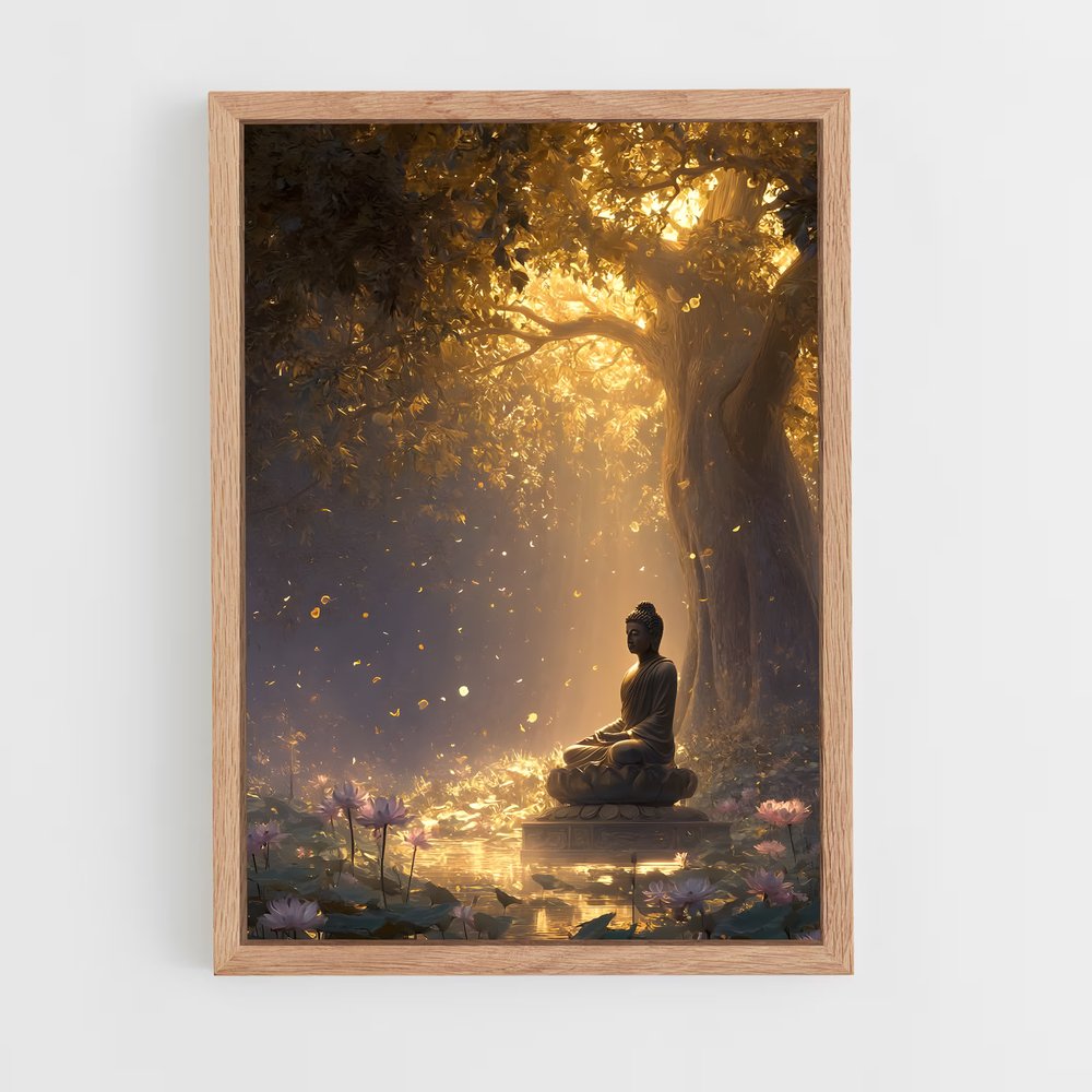 ap-meditation buddha-13 cadre Bois clair