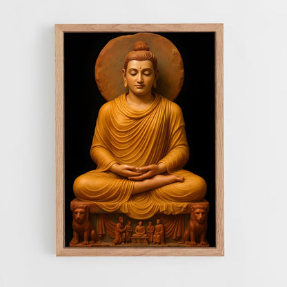 ap-meditation buddha-2 cadre Bois clair
