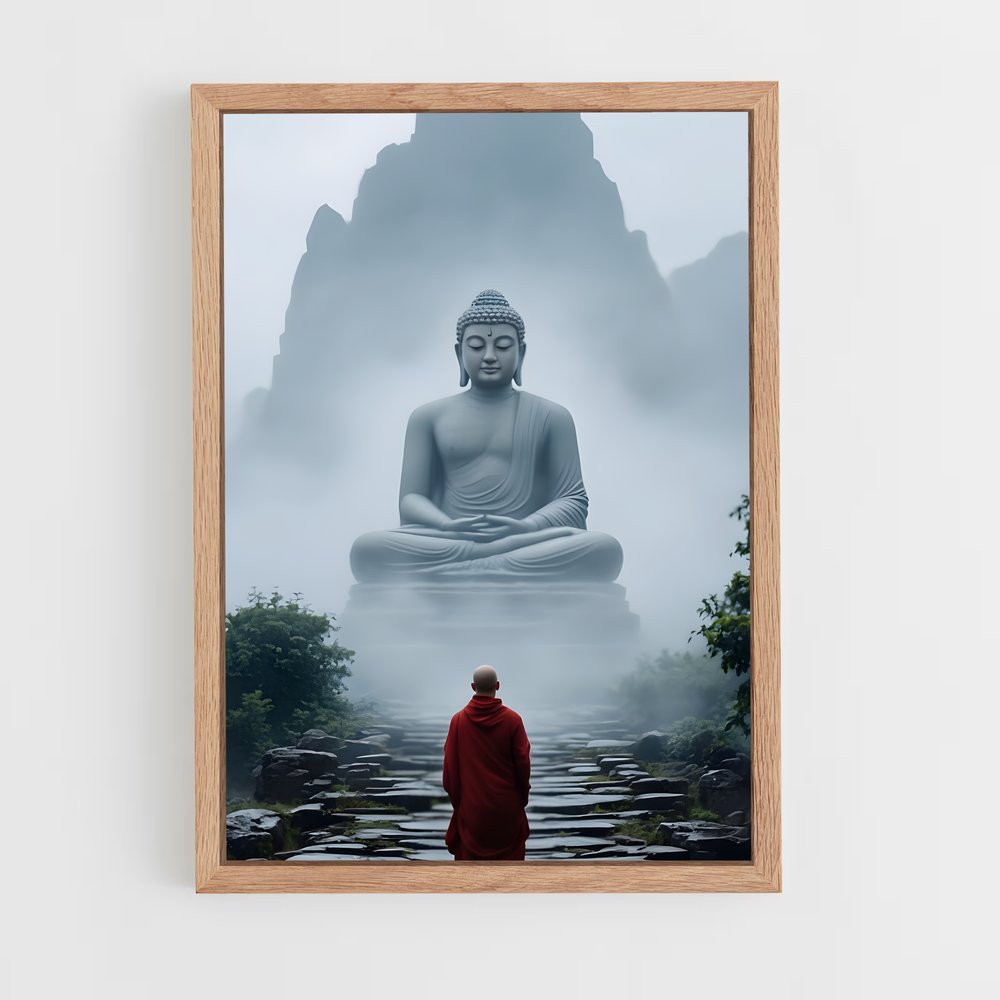 ap-meditation buddha-5 cadre Bois clair