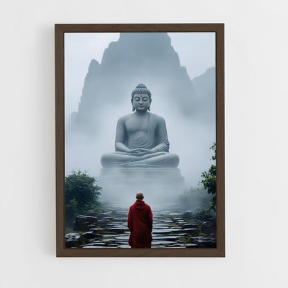 ap-meditation buddha-5 cadre Bois foncé