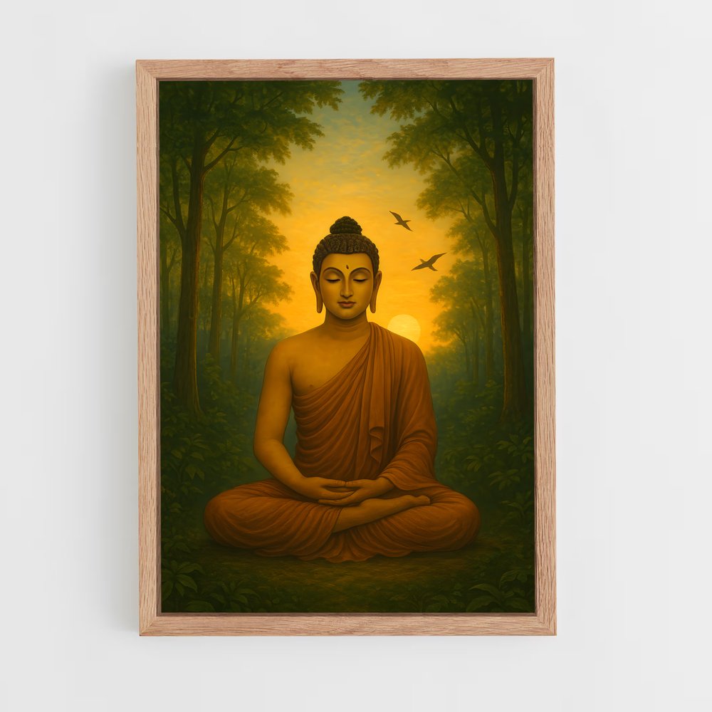 ap-meditation buddha-7 cadre Bois clair