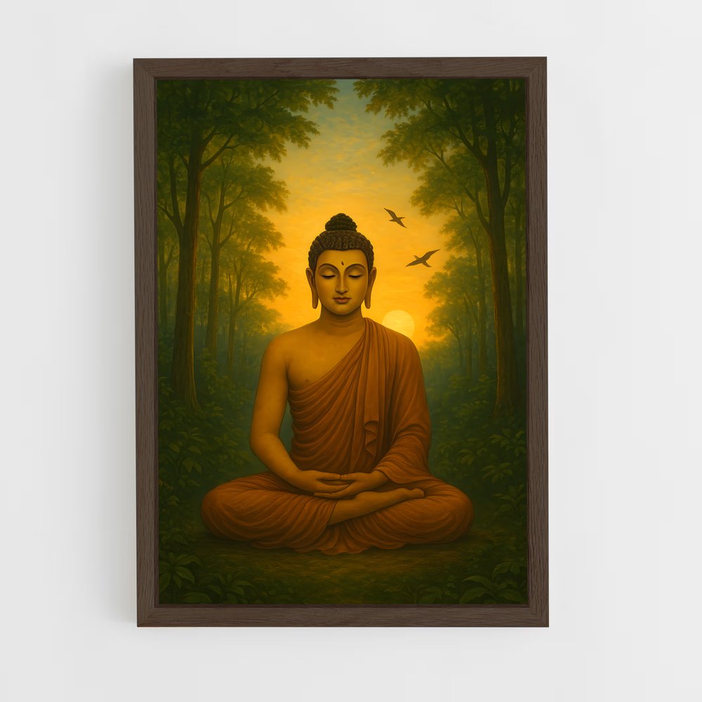 ap-meditation buddha-7 cadre Bois foncé