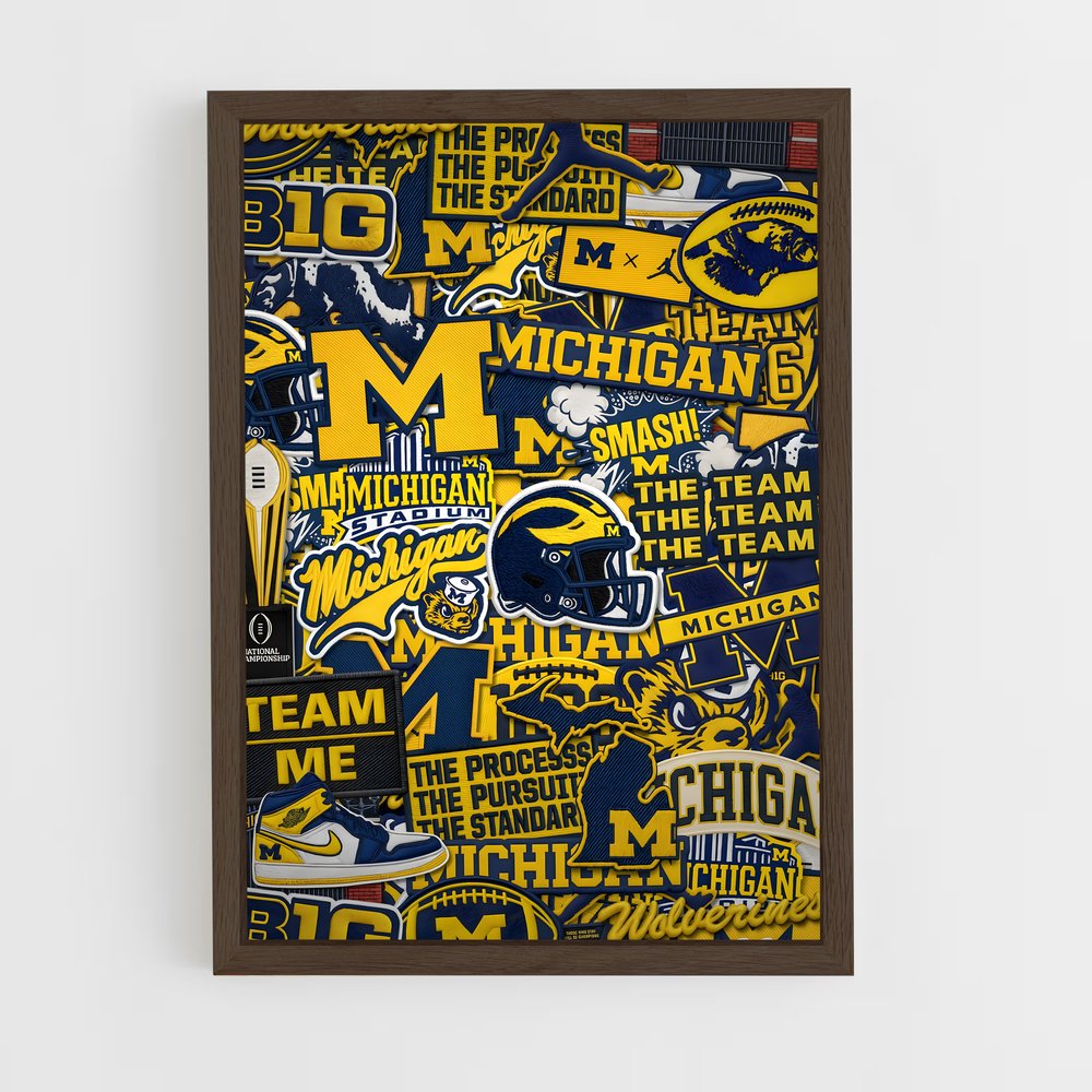 ap-michigan wolverines-2 cadre Bois foncé