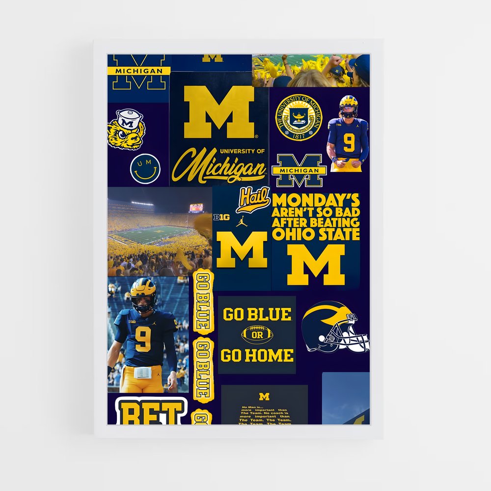 ap-michigan wolverines-6 cadre Blanc