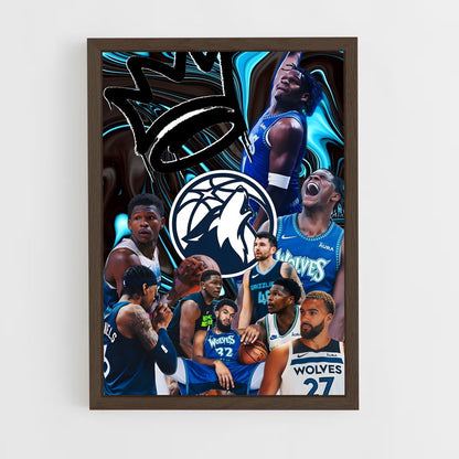 ap-minnesota timberwolves-2 cadre Bois foncé