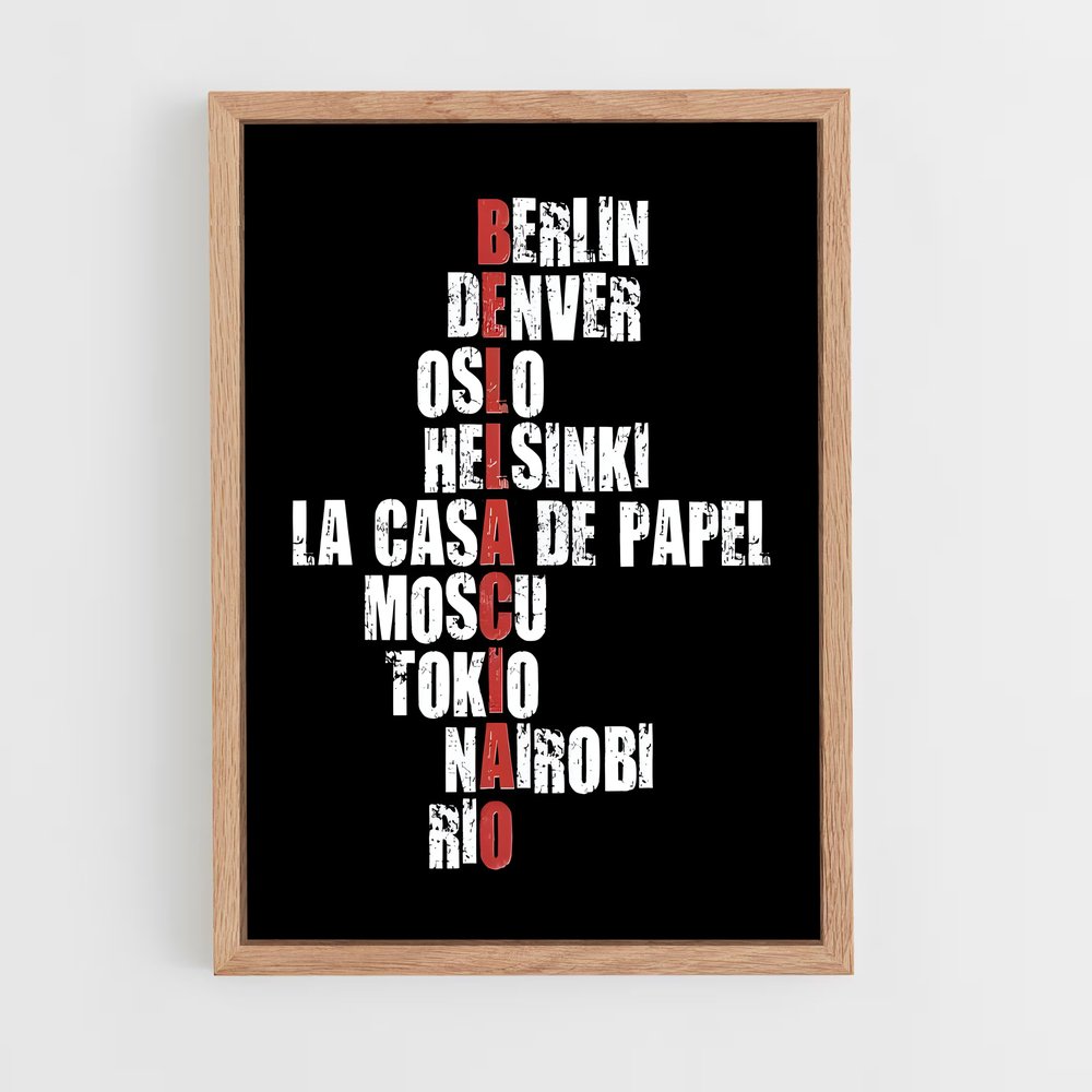 ap-money heist la casa de papel-7 cadre Bois clair