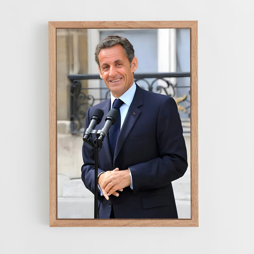 ap-nicolas sarkozy-4 cadre Bois clair