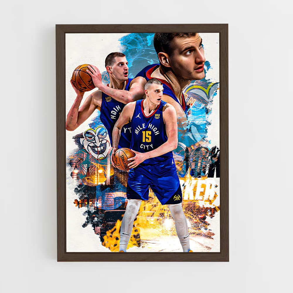 ap-nikola jokic-5 cadre Bois foncé