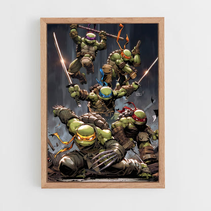 ap-ninja turtles-4 cadre Bois clair