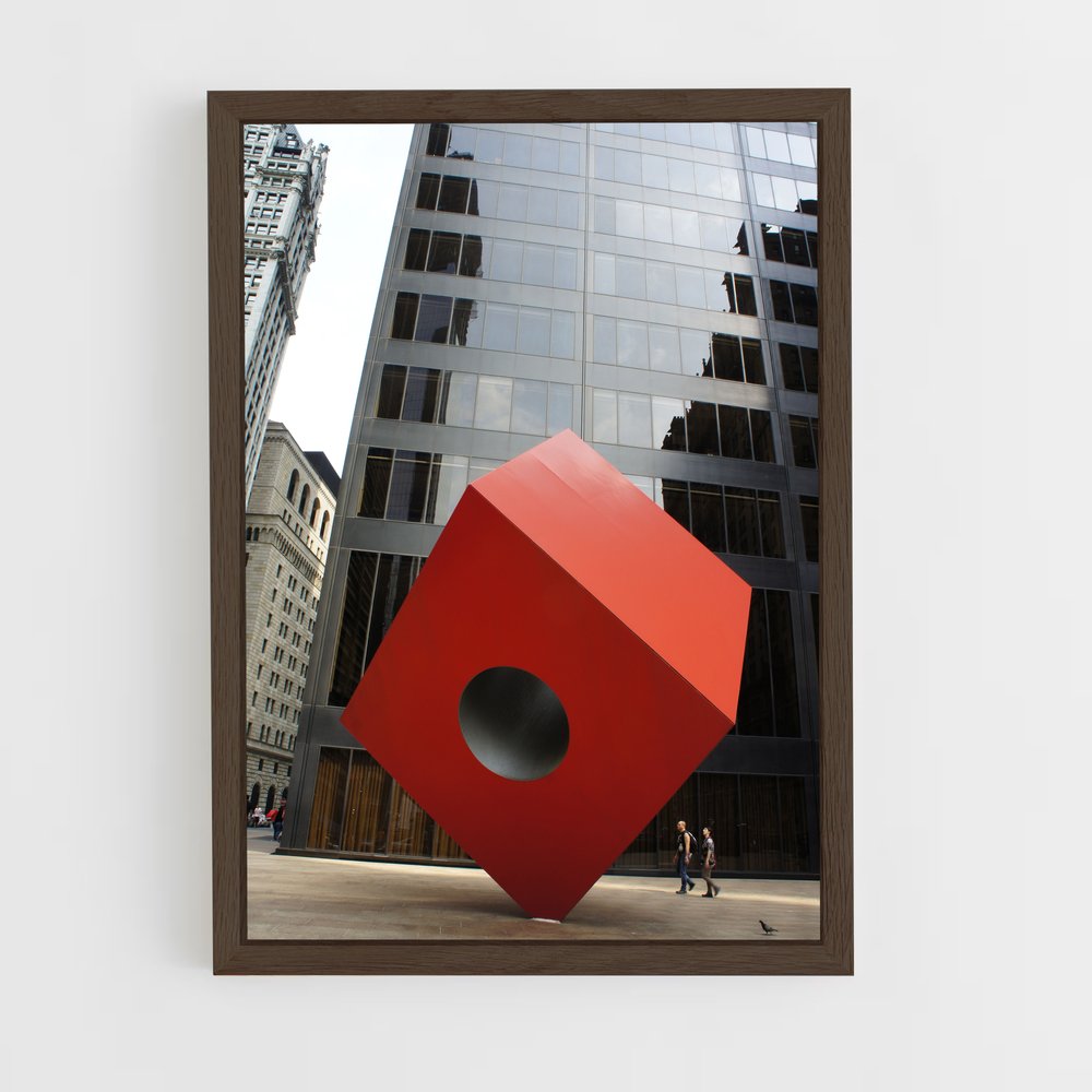 ap-noguchi red cube-2 cadre Bois foncé