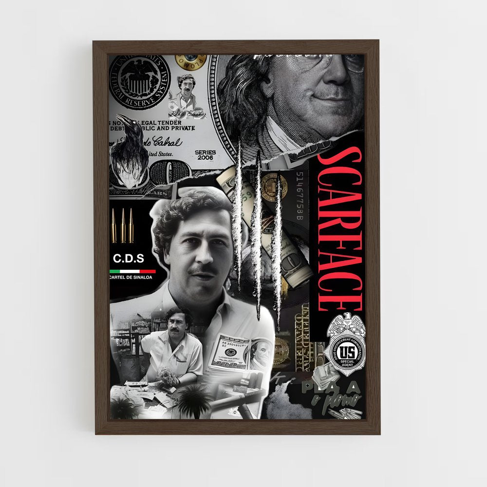 ap-pablo escobar-4 cadre Bois foncé