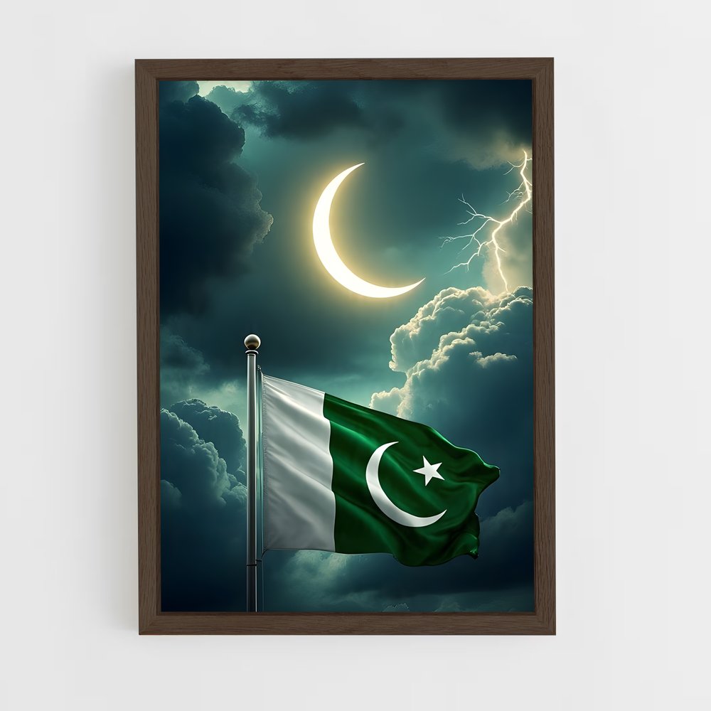 ap-pakistan flag-3 cadre Bois foncé
