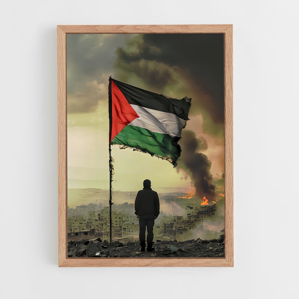 ap-palestine flag-3 cadre Bois clair