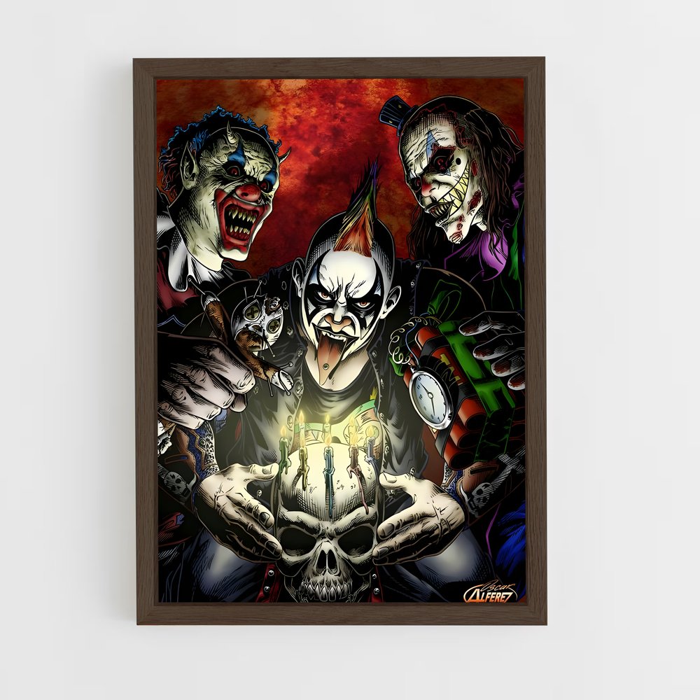 ap-psycho clown-3 cadre Bois foncé