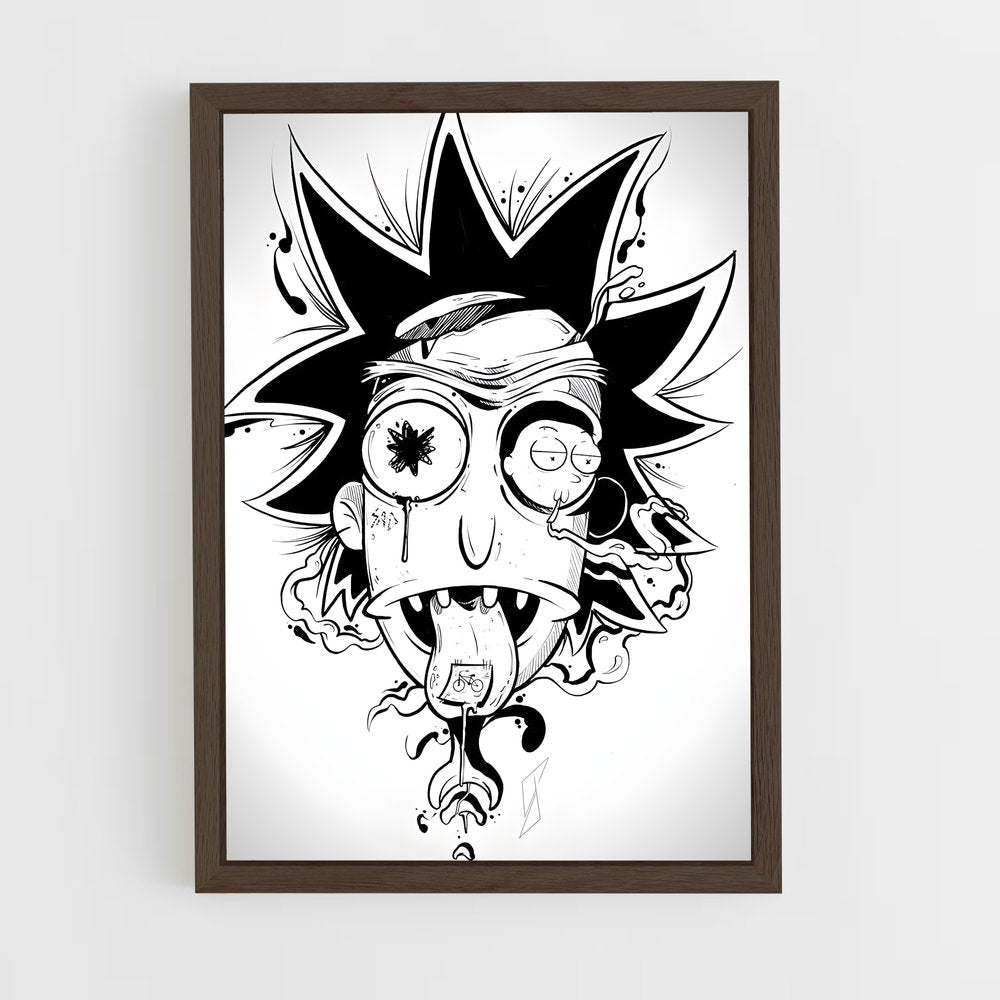 ap-rick and morty-4 cadre Bois foncé