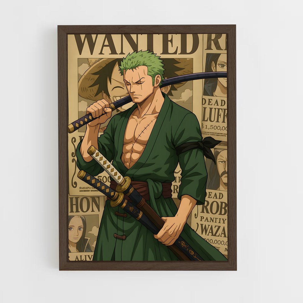 ap-roronoa zoro-7 cadre Bois foncé
