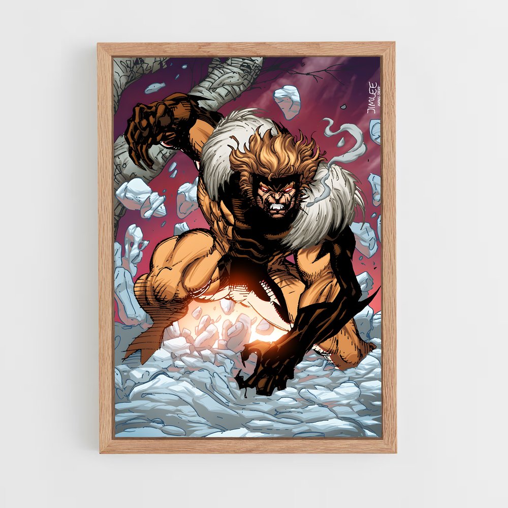 ap-sabretooth x-men-12 cadre Bois clair