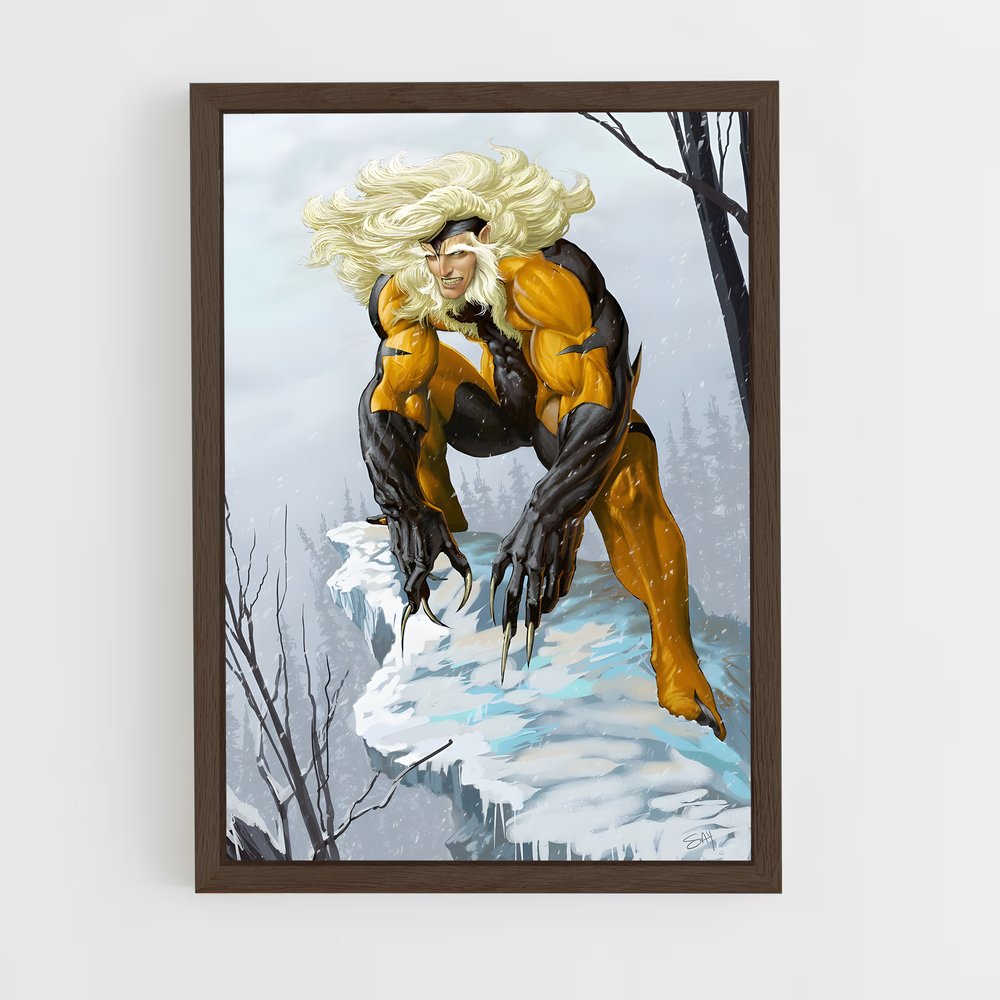 ap-sabretooth x-men-8 cadre Bois foncé