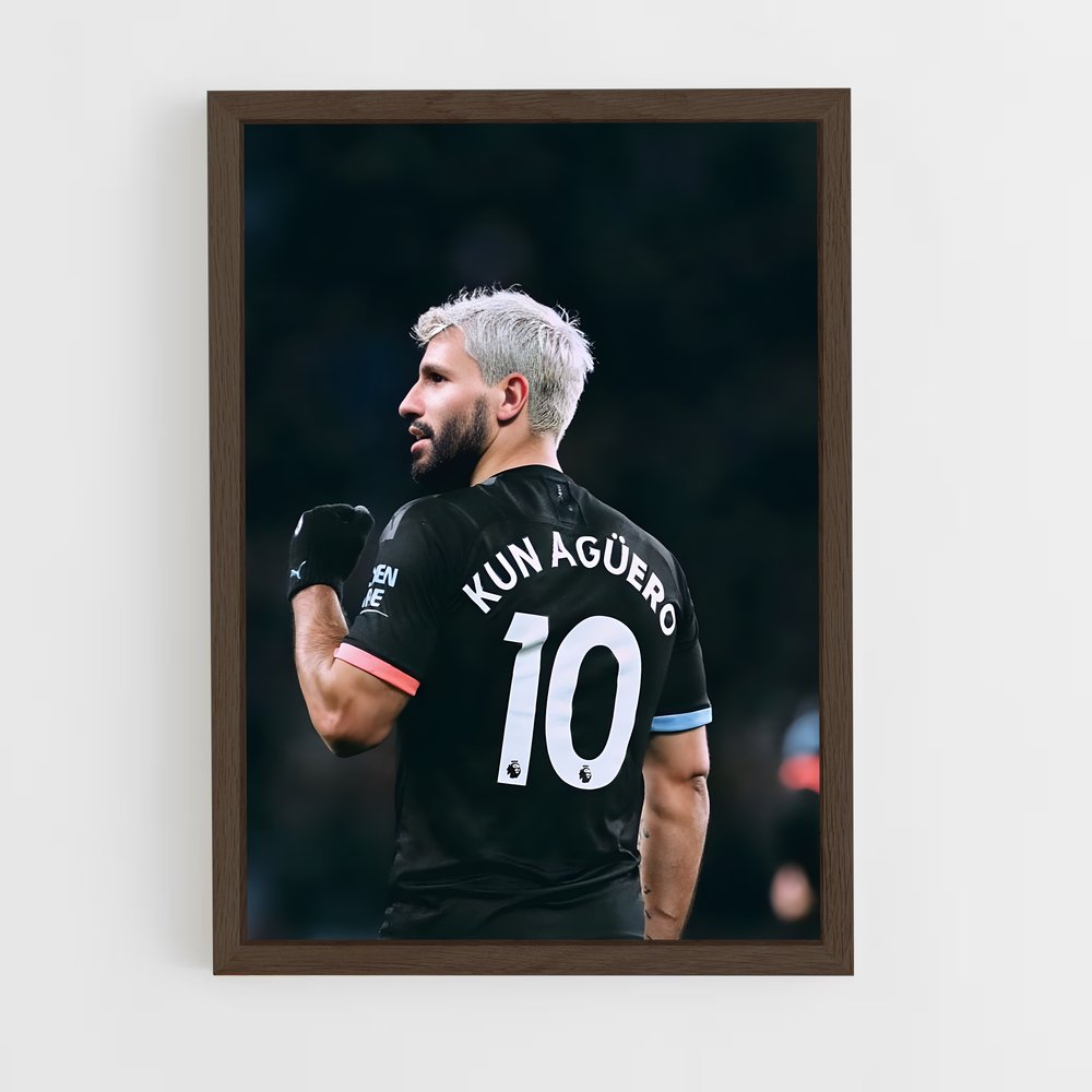 ap-sergio aguero-9 cadre Bois foncé