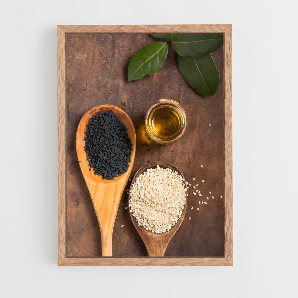 ap-sesame seeds-1 cadre Bois clair