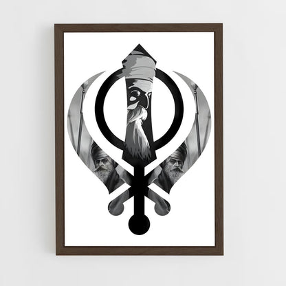 ap-sikh flag-2 cadre Bois foncé